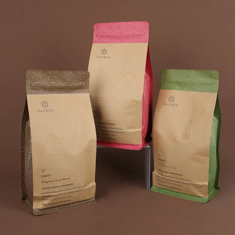 250g 125g 500g 1kg 12 bolsa de embalaje de granos de café con cremallera de válvula Bolsa biodegradable impresa personalizada bolsa de cremallera de fondo plano
