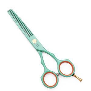 Tijeras de Peluquería AQIABI de 5.5'' en Acero Inoxidable Verde, Dureza 62HRC, para Diestros, Tijeras de Entresacar para Barbería - Product Image 3