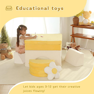 Children's <b>Foam</b> Building <b>Blocks</b> Playhouse Soft Climbing Castle For Indoor Outdoor Fun With Safety Handrails And Washable Fabric - Product Image 4