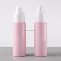 Flacon pulvérisateur cylindrique en PET rose plaqué or rose de 30 ml, 50 ml, 60 ml avec couvercle en carton et pompe à émulsion, bouchon à vis pour shampoing et cosmétiques (vide)