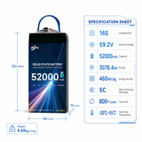 Batterie de drone à semi-conducteurs à très haute densité énergétique en promotion 16S 52000mAh 59.2V 460Wh/kg – Pack d'alimentation UAV nouvelle génération – Vente directe usine