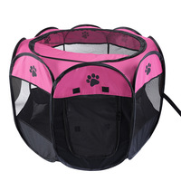 Parc de jeu octogonal pour chien, très populaire, en tissu Oxford lavable, tente pliable pour animaux de compagnie, niche de mise bas, avec plateau en plastique, maison pour chien, chenil, cage pour animaux de compagnie