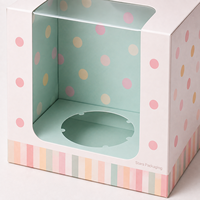 Boîte à cupcake individuelle personnalisée avec fenêtre transparente et insert en carton pour pâtisserie, donuts, biscuits, desserts, emballage pour mariage ou fête