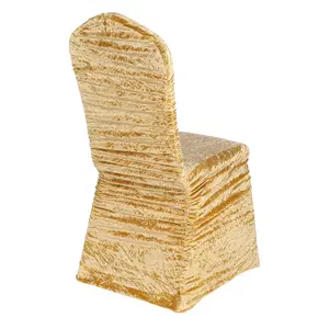 Wholesale Home Decor Spandex Comfortable Anti Slip Ruffle Chair Covers Velvet wedding Chair Cover