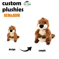 T-shirt brodé avec logo personnalisé, jouet en peluche écureuil hamster mignon, coussin décoratif, rembourrage en coton PP, cadeau animal