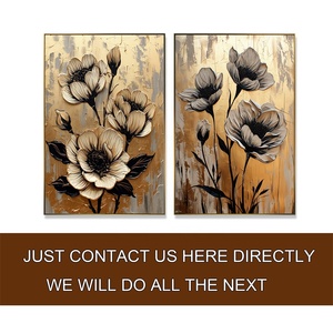 Pintura al Óleo Abstracta Moderna 3D 100% Pintada a Mano con Lámina Dorada sobre Lienzo, Decoración de Pared para el Hogar, Arte Floral Creado por un Artista - Product Image 2