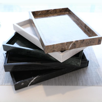 Plateau de rangement rectangulaire multifonctionnel Stonekocc 30x20x3cm en marbre naturel, style nordique, pour cuisine, table basse, nourriture