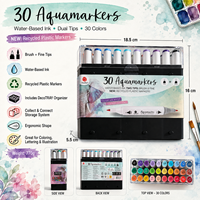 Marqueurs d'aquarelle 30 couleurs, double pointe, pointe fine, stylos à base d'eau pour le coloriage, la calligraphie, le dessin et l'illustration