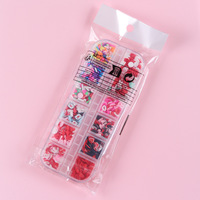 Hari Valentine 3D cinta hati payet 12 grid Resin warna permen merah bibir huruf Aksesori seni kuku