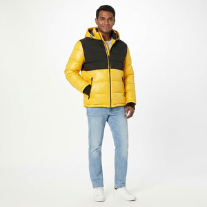 OEM Custom Canvas Windproof Puffer Jacket Men's Winter High Quality Color Matching Stand Collar Front Logo Lightweight - Product Image 1