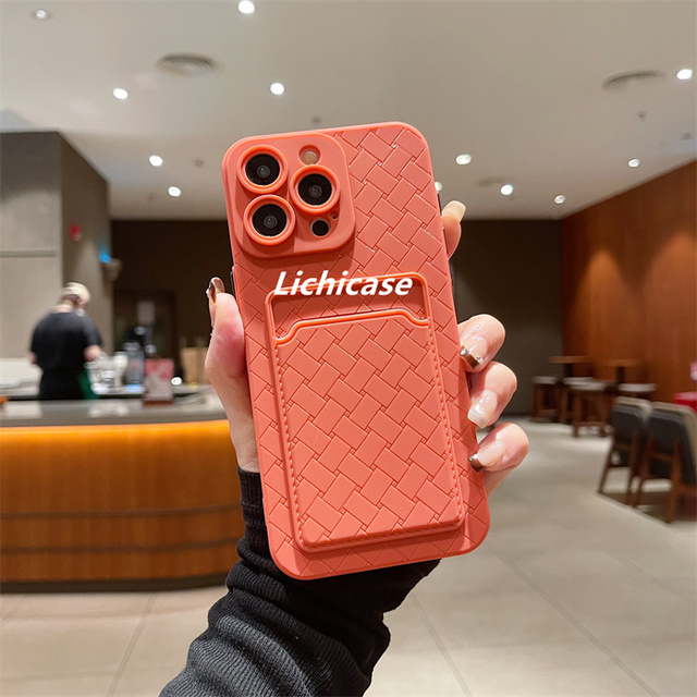 Lichicase New Woven Texture Design Skin Feeling Phone Case for Tecno Spark 40 40 Pro Card Bag Wallet Back Cover
