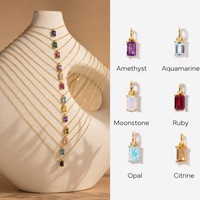 Nuevo collar con colgante de circón con piedra natal del zodiaco de acero inoxidable, collar de cadena de clavícula chapado en oro de 18 quilates para mujer, venta al por mayor