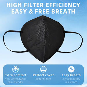 Masker Wajah Sekali Pakai KN95 10 Paket Masker Pengaman Bernapas 5 Lapis, Masker Pelindung Respirator Sekali Pakai untuk Pria dan Wanita Hitam - Product Image 3