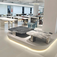 Nouvelle table basse de luxe en marbre noir rose, design flottant minimaliste italien, avec cadre en acier inoxydable