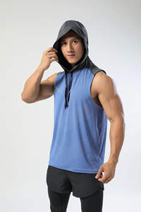 Gilet personnalisé d'été pour homme, hauts athlétiques sans manches, gilet de sport à séchage rapide, anti-transpiration, gilet d'entraînement à capuche - Product Image 4