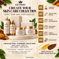Ensemble de soins de la peau en 4 pièces à base de beurre de cacao et de curcuma, lotion pour le corps, huile pour le corps, crème pour le visage, soin du corps, raffermissant, hydratant, OEM ODM