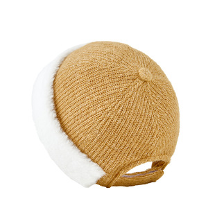 Women's Knit Landlord <b>Hat</b> Camel Solid Color <b>Warm</b> Foldable Beanie 56-58cm Autumn Winter <b>Hat</b> - Product Image 1