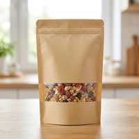 Pochette refermable mate résistante à l'humidité avec fenêtre transparente et encoche de déchirement pour le stockage d'aliments secs