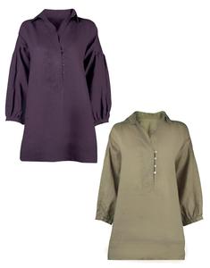 Camicia da <span class=keywords><strong>donna</strong></span> in puro <span class=keywords><strong>lino</strong></span> alla moda camicetta da <span class=keywords><strong>donna</strong></span> in <span class=keywords><strong>lino</strong></span> con top a tunica - Product Image 3