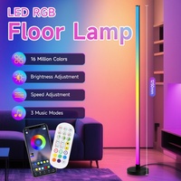 Lámpara de Pie LED RGB Inteligente con Control Remoto, Temporizador y Luz de Color Regulable, Lámpara de Pie Moderna