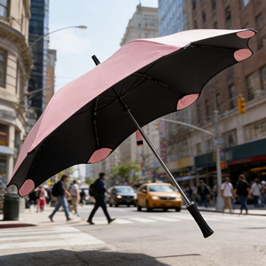 Parapluie inversé à 6 baleines, tissu pongé imperméable avec pointe arrondie, impression promotionnelle pour événements urbains et cadeaux - Product Image 2