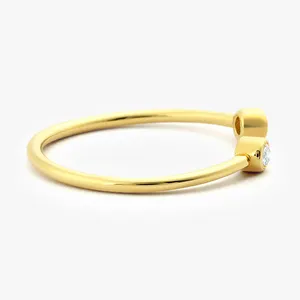VLOVE Promise Ring Gold Charms 9k 10k 14k 18k Double Bezel Set Open Diamond Ring Jewelri Diamond