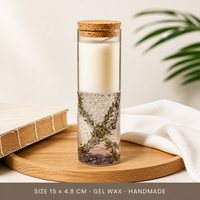 Kaarsen van kurk, glas, gelei, was, gedroogde bloemen, fruit, geconserveerde roos, lavendel, sinaasappelschijfjes, dubbele laag, set
