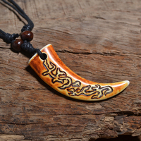 Collier pendentif FX017 vintage à motif sculpté, collier ras du cou en corne de bœuf cool, style tribal rétro, imitation collier en yak, pendentif de mode