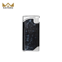 Briquet torche à gaz rechargeable multifonction écologique en métal à flamme bleue coupe-vent pour cartes et cigarettes