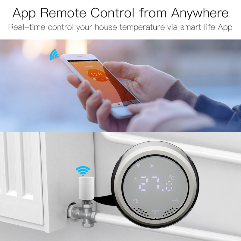 Tuya ZigBee3.0 Smart Programmable Thermostatic Radiator Valve Temperature Controller  With Alexa Voice Control