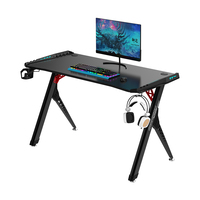 Prix d'usine de haute qualité LED-Lit extensible PC Gaming Desk Carbone Surface Bois Métal Matériel pour les joueurs