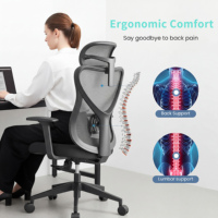 Nouvelle conception, chaise de bureau ergonomique pivotante moderne et confortable, dossier en maille, hauteur réglable, appuie-tête, couleurs personnalisables 3-5