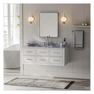 Mueble de Baño Flotante de Estilo Moderno con Acabado Blanco Simple, Mueble de Baño de Madera Contrachapada Impermeable - Product Image 4