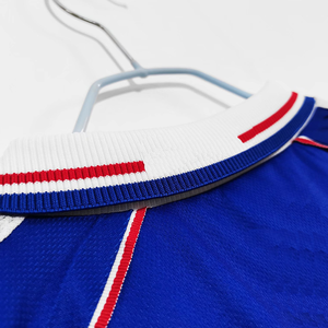 Vente en gros usine – T-shirt d'été rétro français 1998, version thaïlandaise de haute qualité, respirant, séchage rapide, 100 % polyester, col en V, manches courtes - Product Image 3