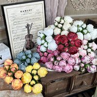 Grosir Pabrik Dekorasi Pernikahan Natal Buatan Berkualitas Tinggi Realistis 9 Tangkai Bunga Peony Sutra Buket Wisteria