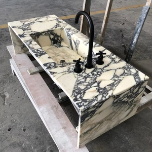 อ่างล้างหน้าติดผนังหินอ่อน Calacatta Viola พร้อมดีไซน์สีม่วง สำหรับห้องน้ำหรูหราสไตล์เมือง - Product Image 5