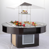 Comptoir de buffet réfrigéré carré pour salades, refroidissement direct, avec 8 bacs GN 1/1 grande capacité pour hôtels et restaurants