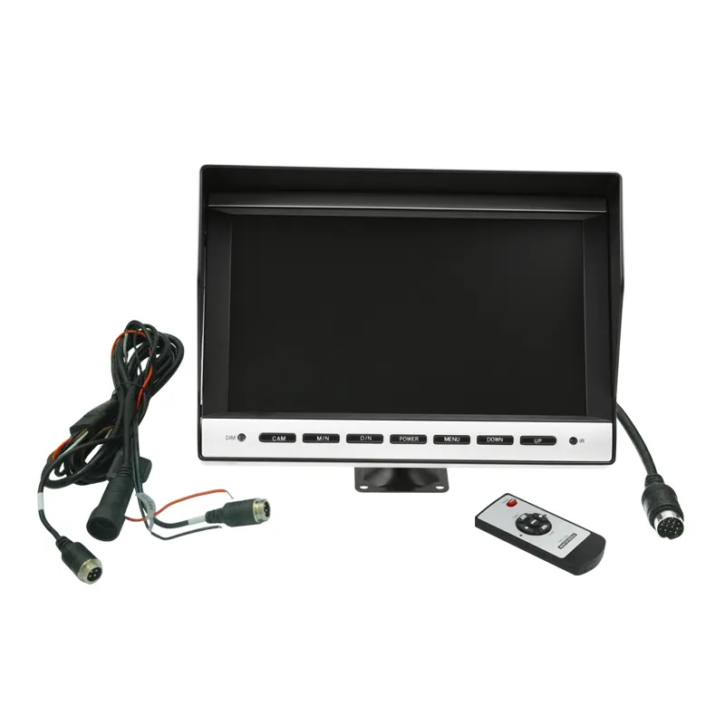 BRvision Unique Design 10.1Inch Quad Split Monitor support 4 cameras input & 4 trigger cables with 4P standard connector