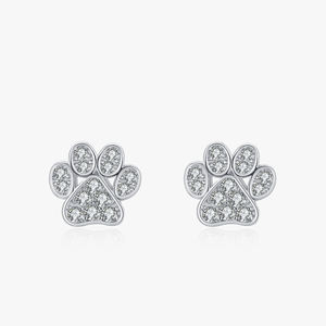 Ailmay Plata <span class=keywords><strong>de</strong></span> Ley 925 auténtica circón transparente lindo Animal perro <span class=keywords><strong>gato</strong></span> pata corazón pendientes para mujeres huellas regalo del Día <span class=keywords><strong>de</strong></span> San Valentín - Product Image 1