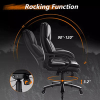 Chaise de bureau ergonomique 500lbs chaise de direction en cuir PU à dossier haut robuste grande et grande meilleure chaise de bureau pour les maux de dos