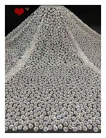 Blinglace Nouvelle dentelle de luxe blanche à fleurs perlées, tissu brodé à sequins pour robe de mariée