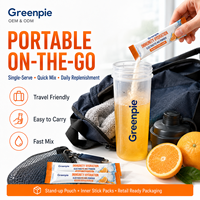 Poudre d'électrolytes hydratants Greenpie Private, saveur orange-agrumes, complément alimentaire, bien-être quotidien, poudre d'électrolytes