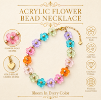Collier de perles en acrylique Haomi, coloré, plaqué or, avec breloque intercalaire, bijoux pour femme, tendance, marguerite, vente en gros, cadeau personnalisé