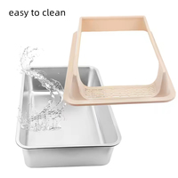 Bac à litière pour chat en acier inoxydable de grande capacité 60 cm et accessoires, antidérapant, semi-fermé, fabrication de haute qualité, toilette pour chat