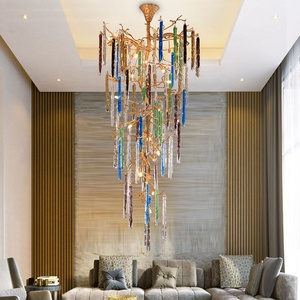 Lámpara de araña de cristal de lujo para sala de estar de villa, estilo arte y ambiente, modelo HM-GG-C-6014, con diseño de barco colgante. - Product Image 4