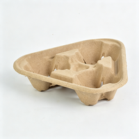 Support à boissons compostable en pulpe de kraft pour 2 tasses, chaud ou froid, café, thé à emporter, vente en gros, plateau à gobelets biodégradable et écologique personnalisé