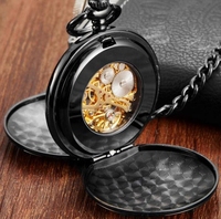 Montres de poche mécaniques à remontage manuel, dorées, rétro, à double cadran lisse, chiffres romains