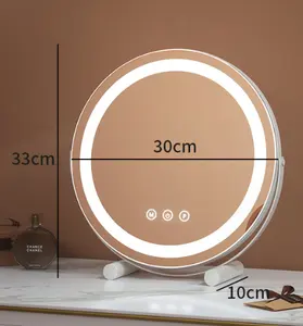 5v Data Line White 3 Color Lighting Smart Touch Control Small Makeup Mirror With Led Light Hollywood Vanity Mirror