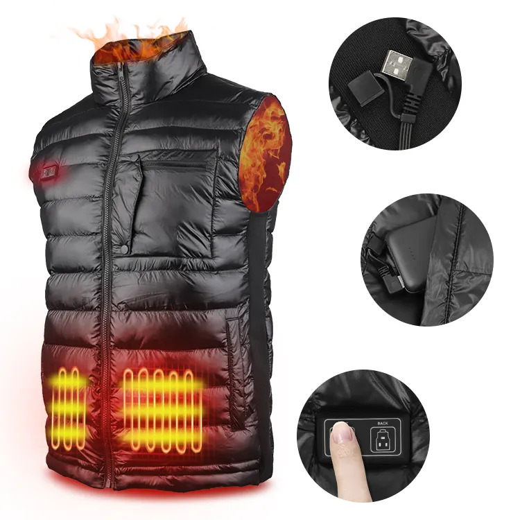 Vinmori Comfortable Jacket Sleeveless High Quality Safe Washable Men Shiny Heated Vest