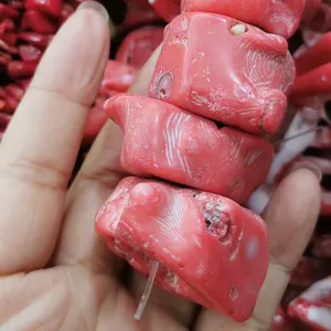 Wholesale Big Natural Red Coral Beads Stick Healing Irregular Pendants with Hole For Jewelry Making DIY Crafts